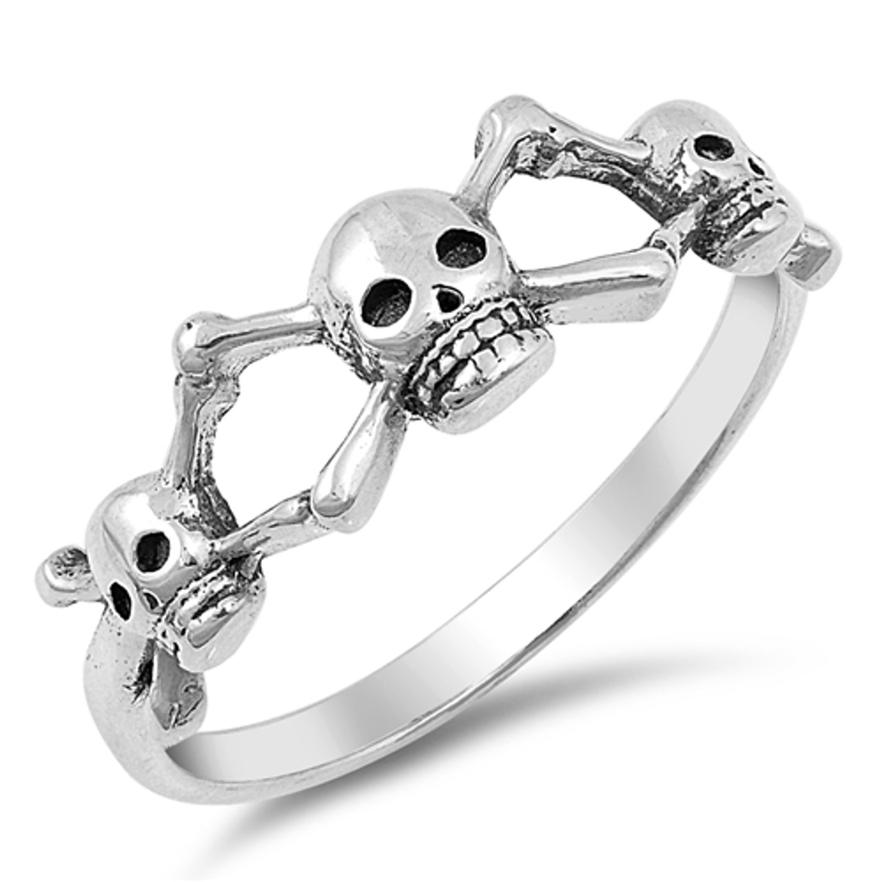 Deakin & Francis Sterling Silver Skull & Crossbones Signet Ring, DF84