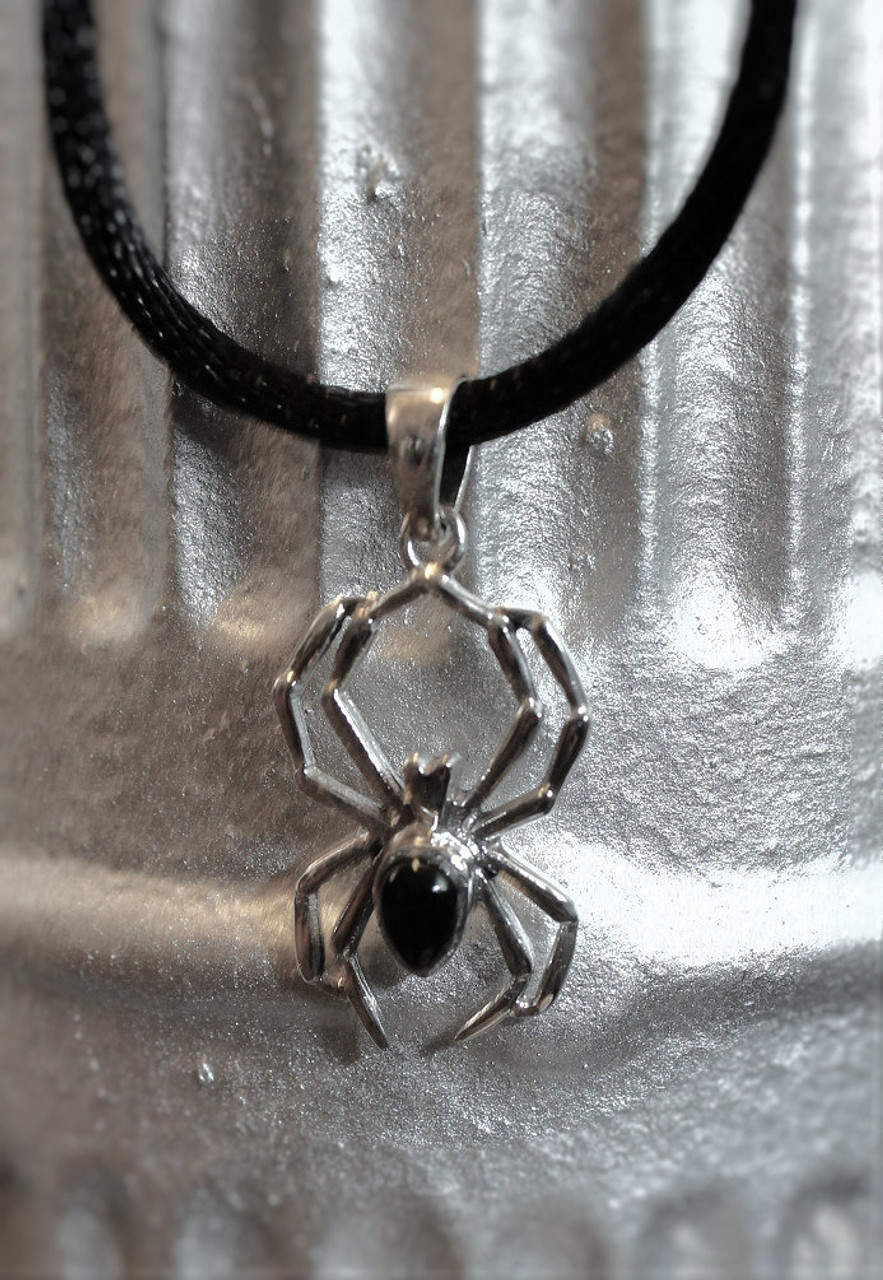 Giant Spider Ring 925 Sterling Silver Large Black Widow Spider Black Onyx  Gothic