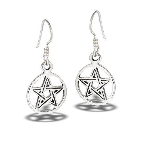 Pentagramma orecchini in argento Sterling Pentacle Pagan Dangle Drop orecchini Wiccan gioielli regali per donne, Nessuna pietra preziosa Pentagramma orecchini in argento Sterling Pentacle Pagan Dangle Drop orecchini Wiccan gioielli regali per donne, Nessuna pietra preziosa