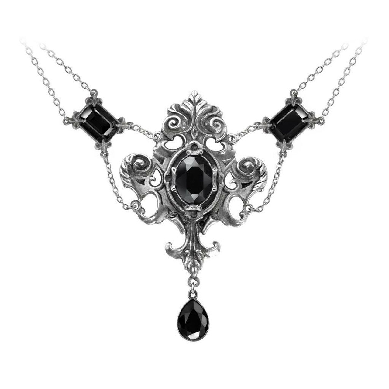 Gothic Mystique Silver & Lava Rock Necklace