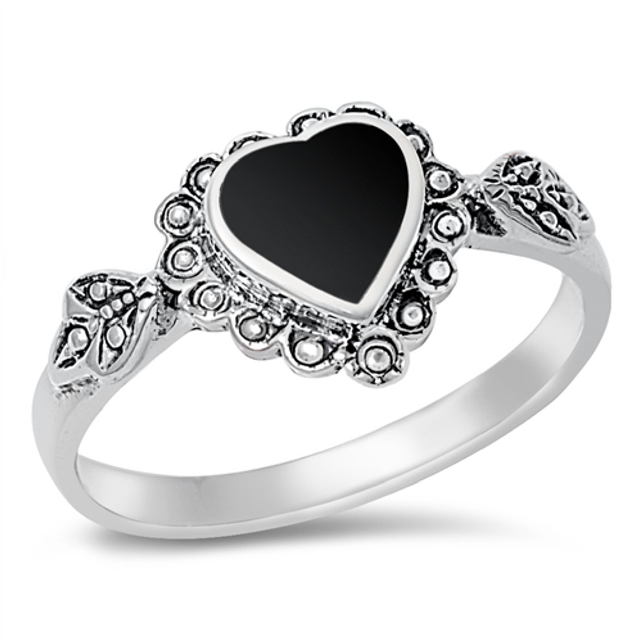 Buy Black Heart Diamond Engagement Ring Sterling Silver Black CZ Vintage  Wedding Bridal Promise Ring Set for Women Anniversary Gift Online in India  - Etsy
