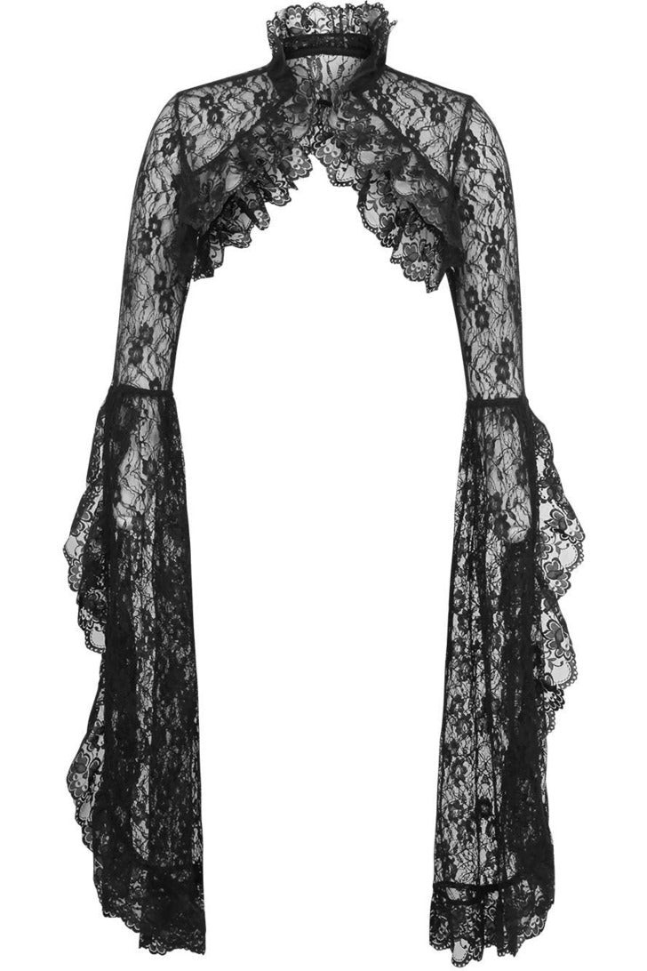 Black Lace Shrug Bolero Jacket - Goodgoth.com