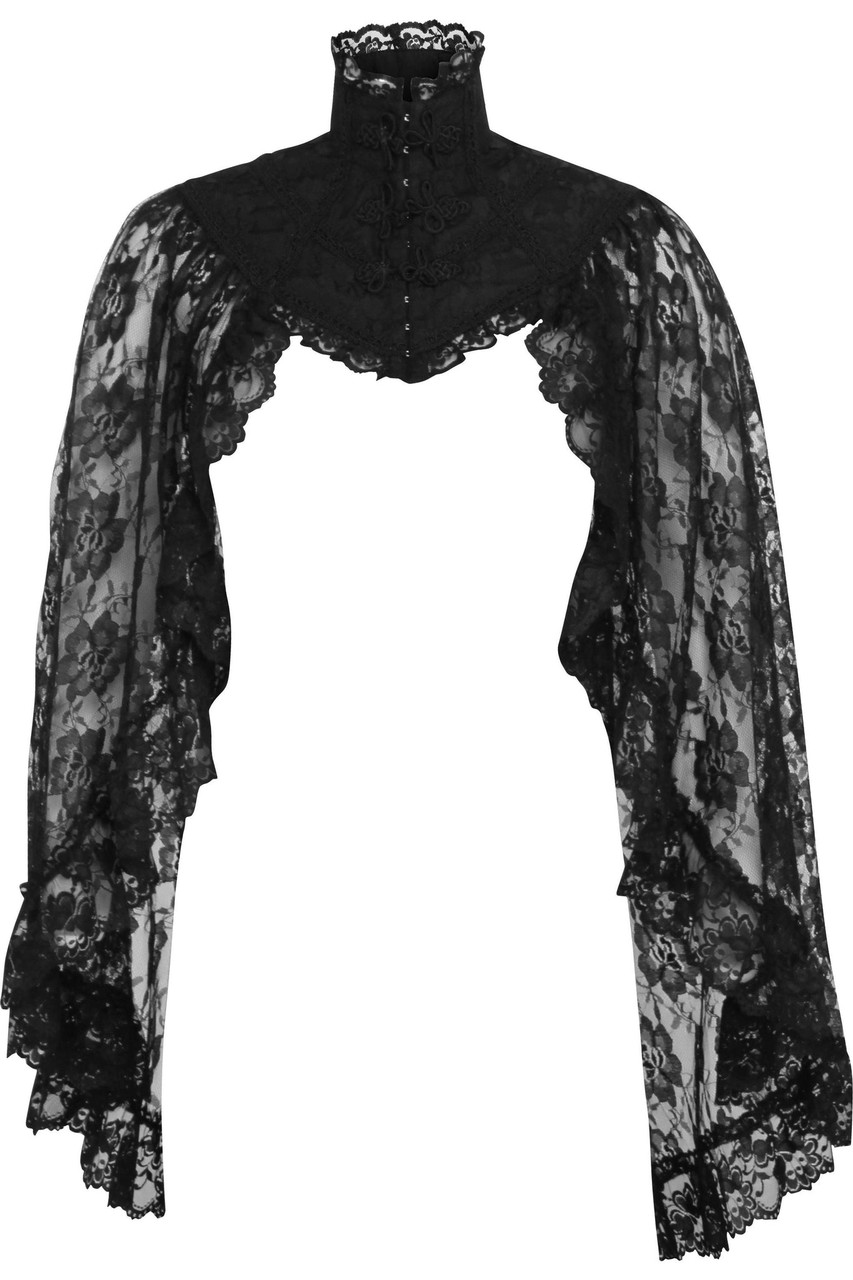 Black Lace Sleeved Bolero Jacket - Goodgoth.com