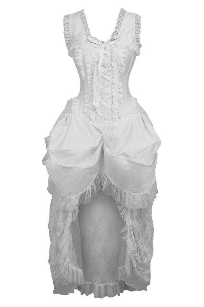 white victorian corset dress Strapless Corset Dress Victorian Victoriana Vintage Inspired Corset Bridal Gown With Fit And Flare Body