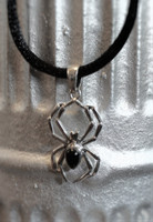 silver and onyx arachnid necklace
