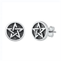 Sterling Pentagram Stud Earrings