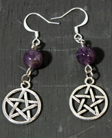 Amethyst Pentagram Earrings