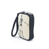 Bag of Bones Skeleton Canvas Wristlet