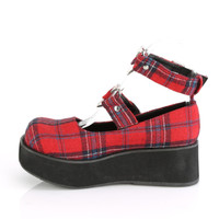 Heart Mary Janes in Red Plaid