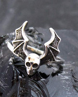 Sterling Silver Skull Bat  Ring