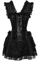 Steel Boned Black Lace Victorian Corset Dress