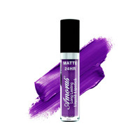 photo of a tube of true purple liquid lipcolor by amorus on a white background with a color swatch