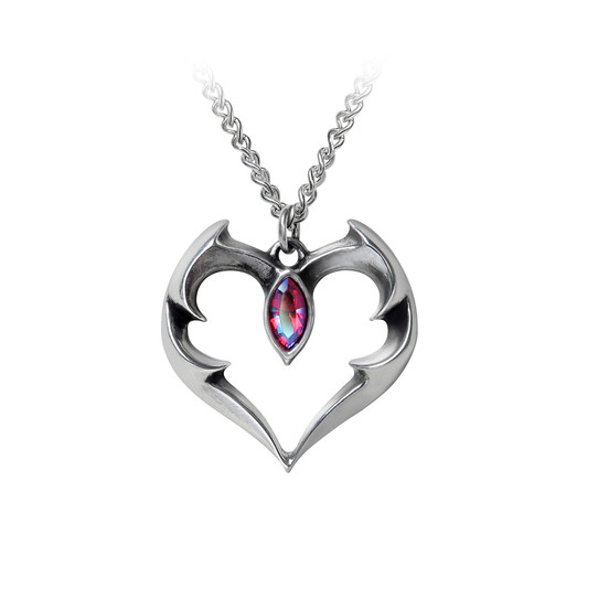 batwing heart necklace with swavorski  crystal 