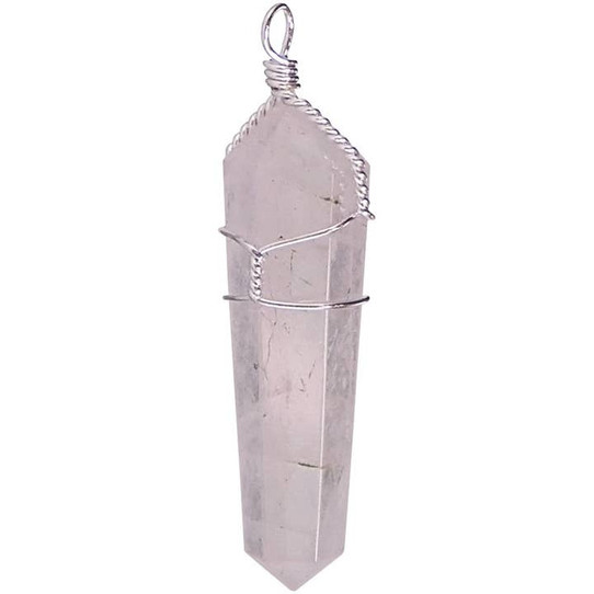 Wire Wrapped Rose Quartz Point Necklace