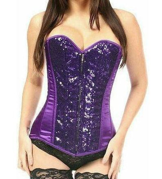 Purple Sequin Steel Boned Corset