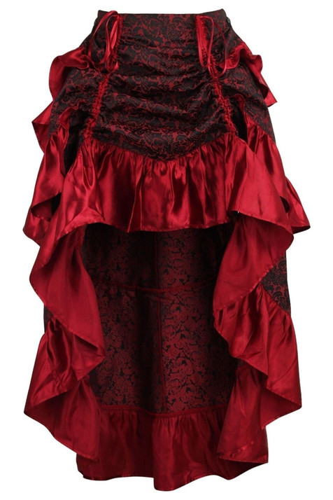 Red Wedding Brocade Hi-Low Skirt