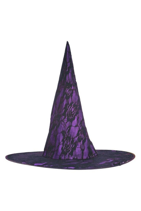 Purple satin and lace Witch Hat