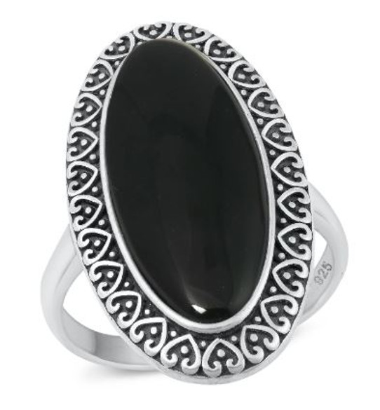 Sterling Silver Black Agate Ring