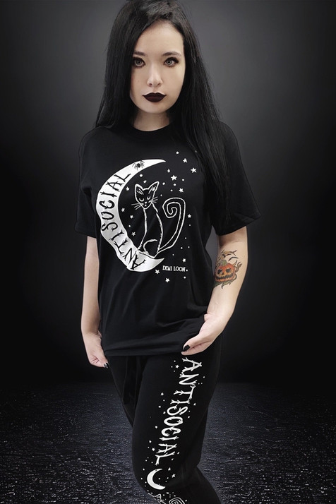 Antisocial cat Witch Tee Shirt Antisocial cat Witch Tee Shirt