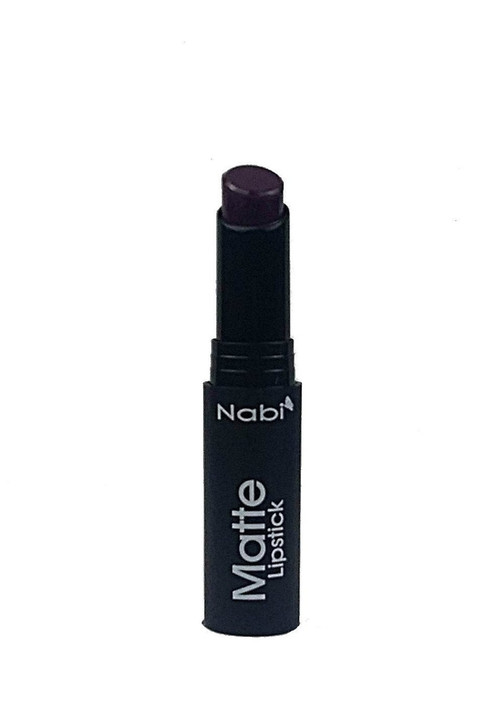 black tube of purple matte lipstick