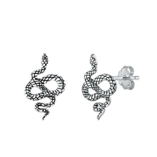 Sterling Silver Snake Stud Earrings