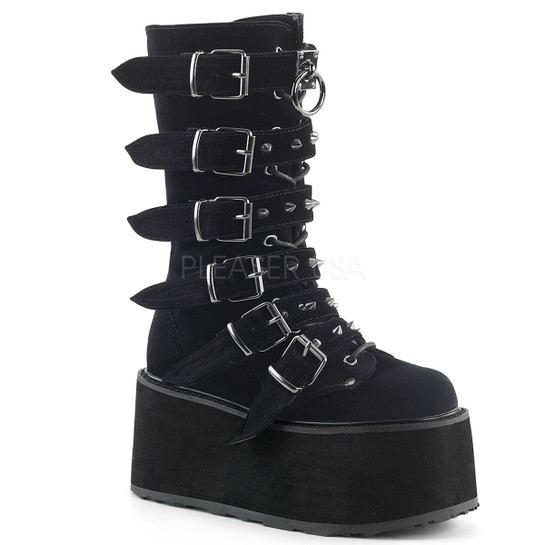 Black Velvet Buckle combat boots