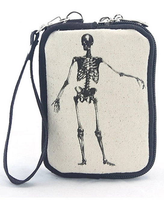 Bag of Bones Skeleton Canvas Wristlet