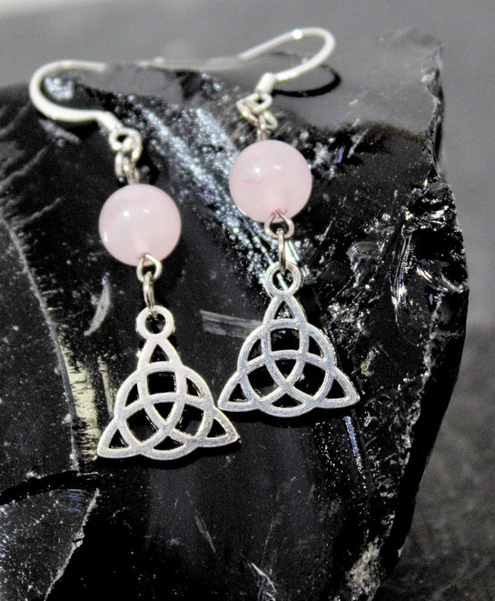 Rose Quartz Triquetra Earrings