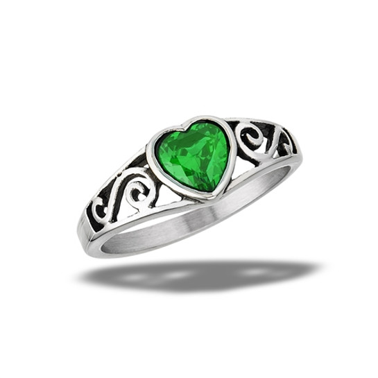 Envy's Green Heart Stainless Steel  Ring