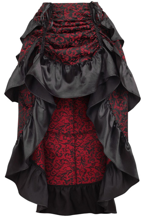 Red Brocade Neitherworld Hi-Low Skirt