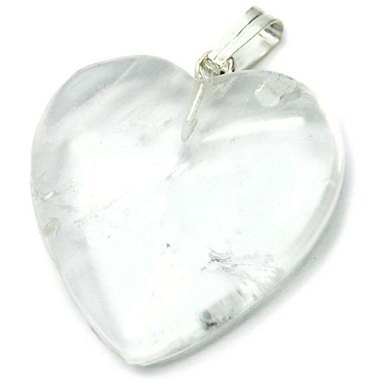 Genuine clear quartz heart necklace