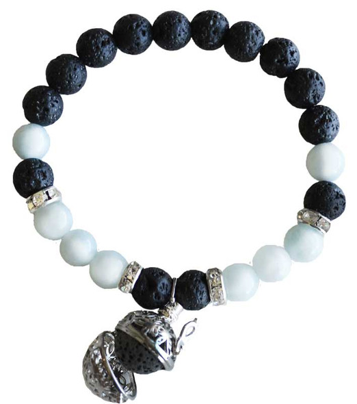 Aquamarine and Lava Aromatherapy bracelet