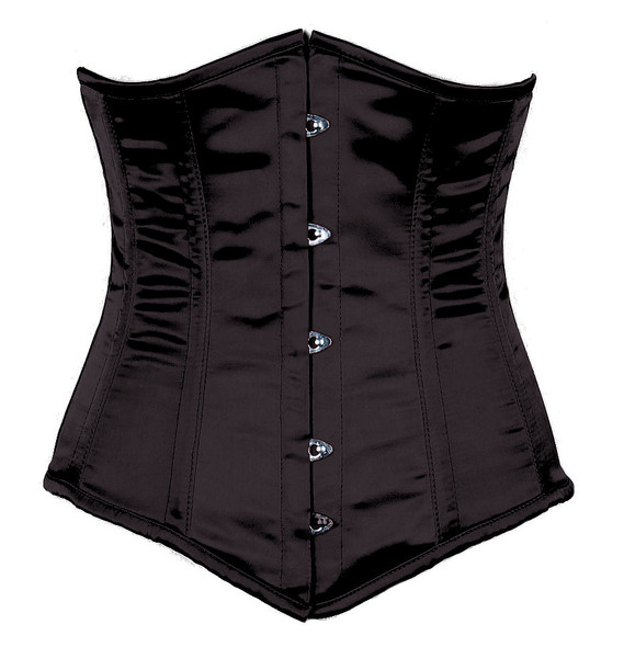 black satin steel boned underbust corset