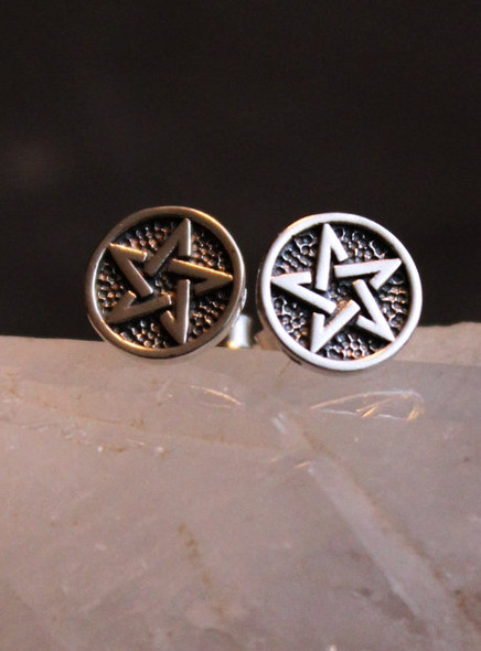 Sterling Pentagram Stud Earrings