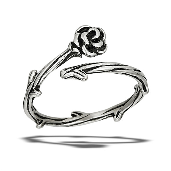 rose and thorn stainless steel adjustable ring