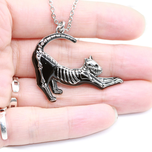 Yoga Cat Skeleton necklace