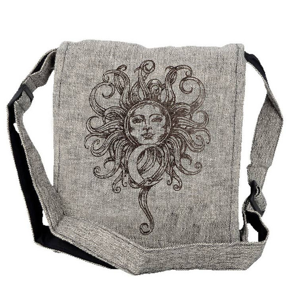 Sun and Moon Crossbody Bag With Flap Closure 