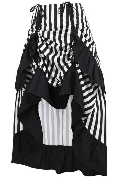 Neitherworld Black and White Stripe Hi-Low Skirt
