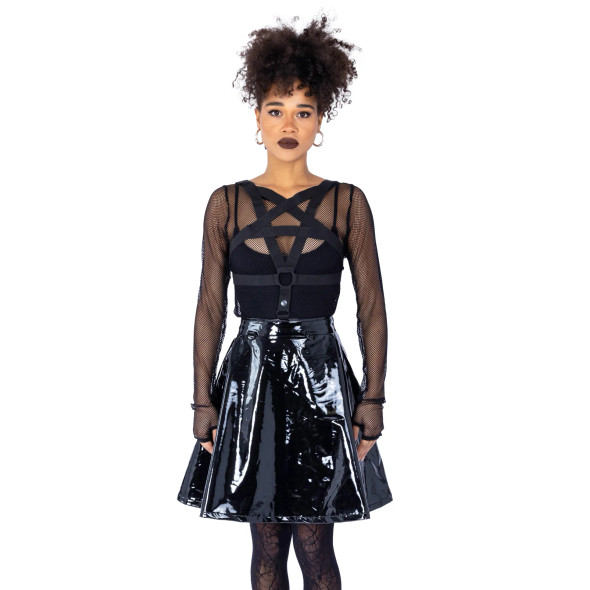 Hexed Skirt-Black PVC