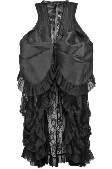 Steel Boned Black Lace Victorian Bustle Corset Skirt