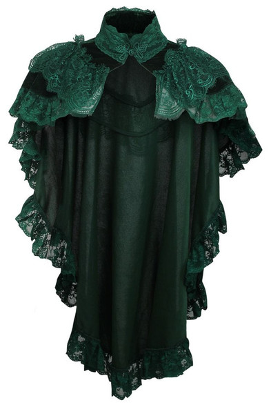 Tapered Black Velvet & Lace Capelet - Goodgoth.com