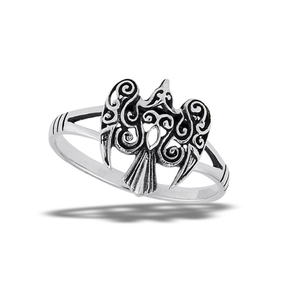 Sterling Silver Filigree Raven Ring