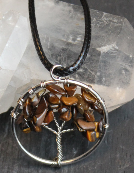 Beaded Tiger's Eye Tree of Life necklace