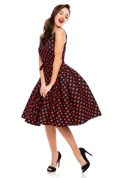 Elizabeth Vintage Style Swing Party Dress in Black- Red