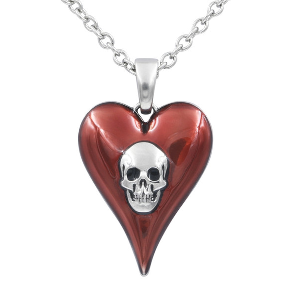 Passion Red Heart Skull Stainless Steel necklace