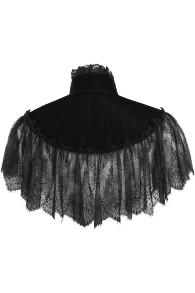 Tapered Hunter Green Velvet & Lace Capelet - Goodgoth.com