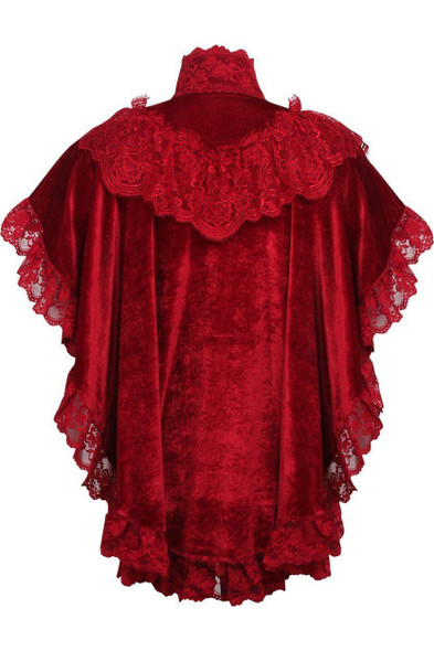 Tapered Black Velvet & Lace Capelet - Goodgoth.com