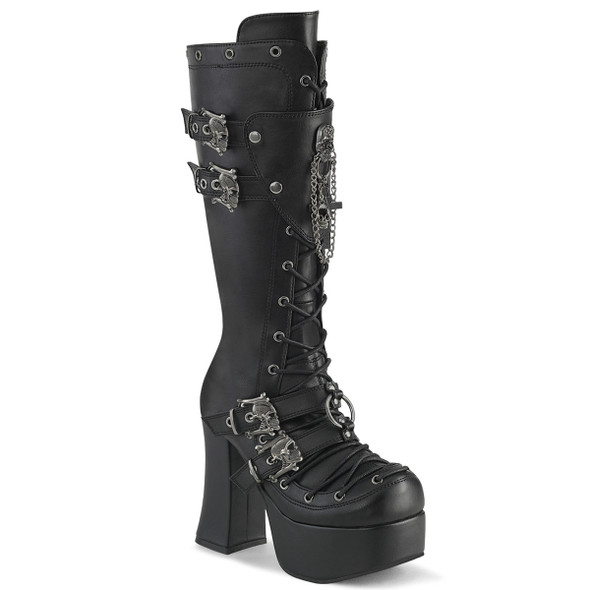 Gothic platform boots with skull details and chains