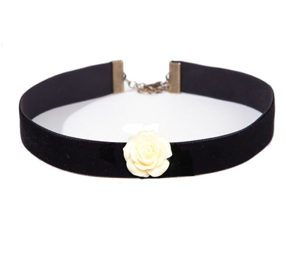 Ivory Velvet Rose Choker