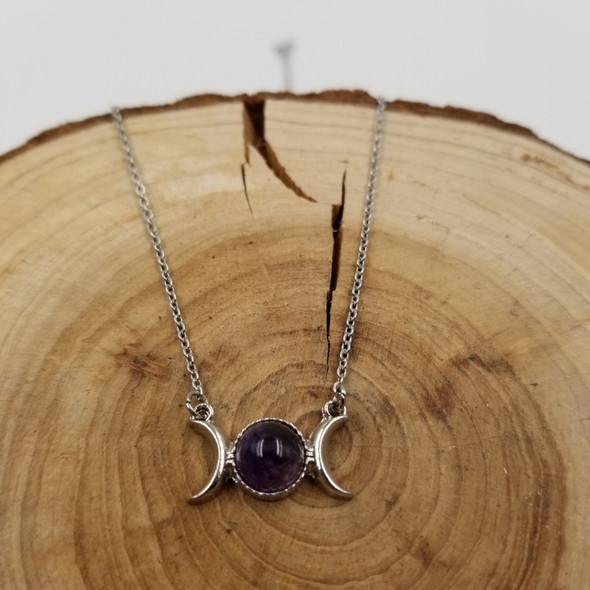 Amethyst Triple Moon Necklace